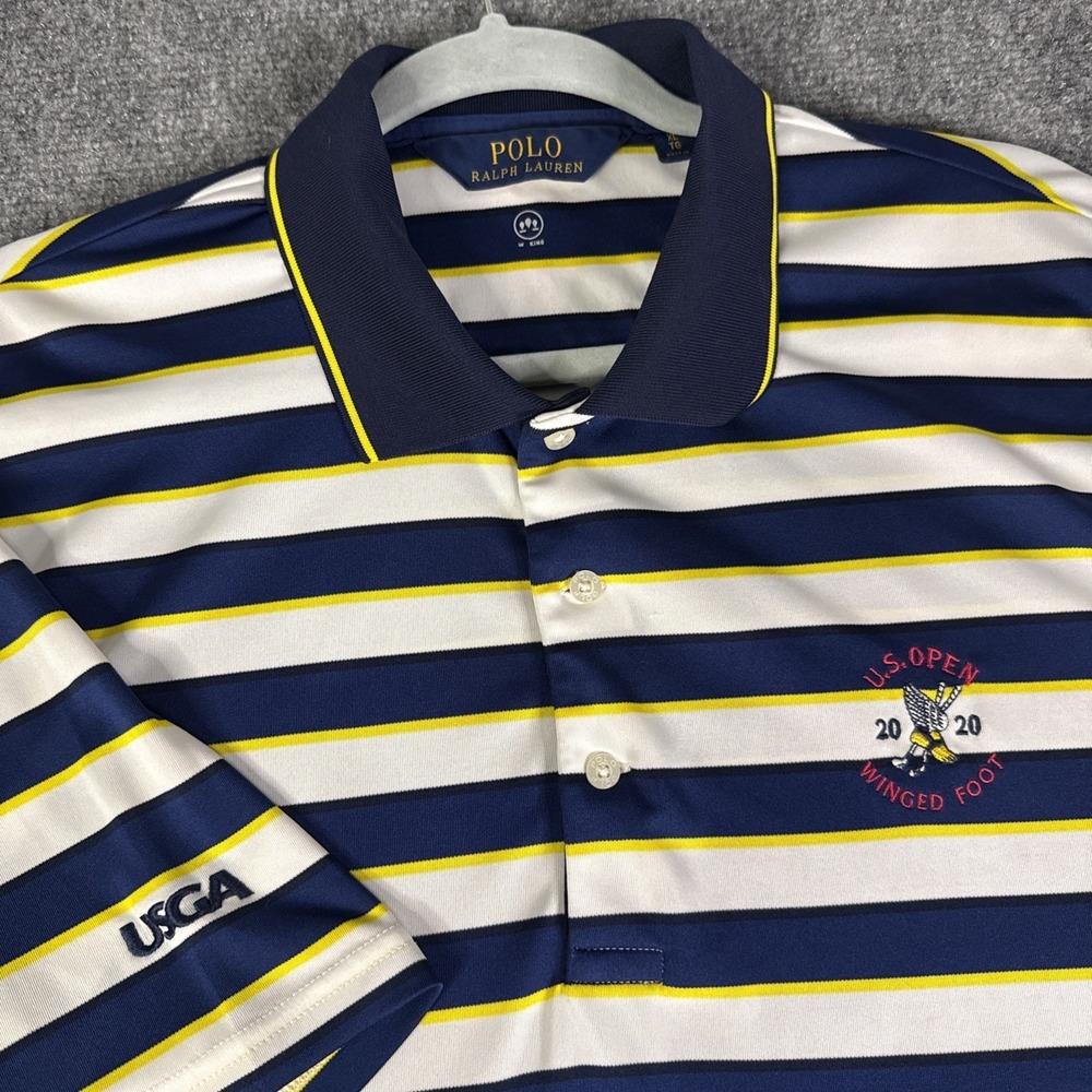 Polo Ralph Lauren Polo Shirt Mens XL White Wicking Golf US Open Winged Foot 2020